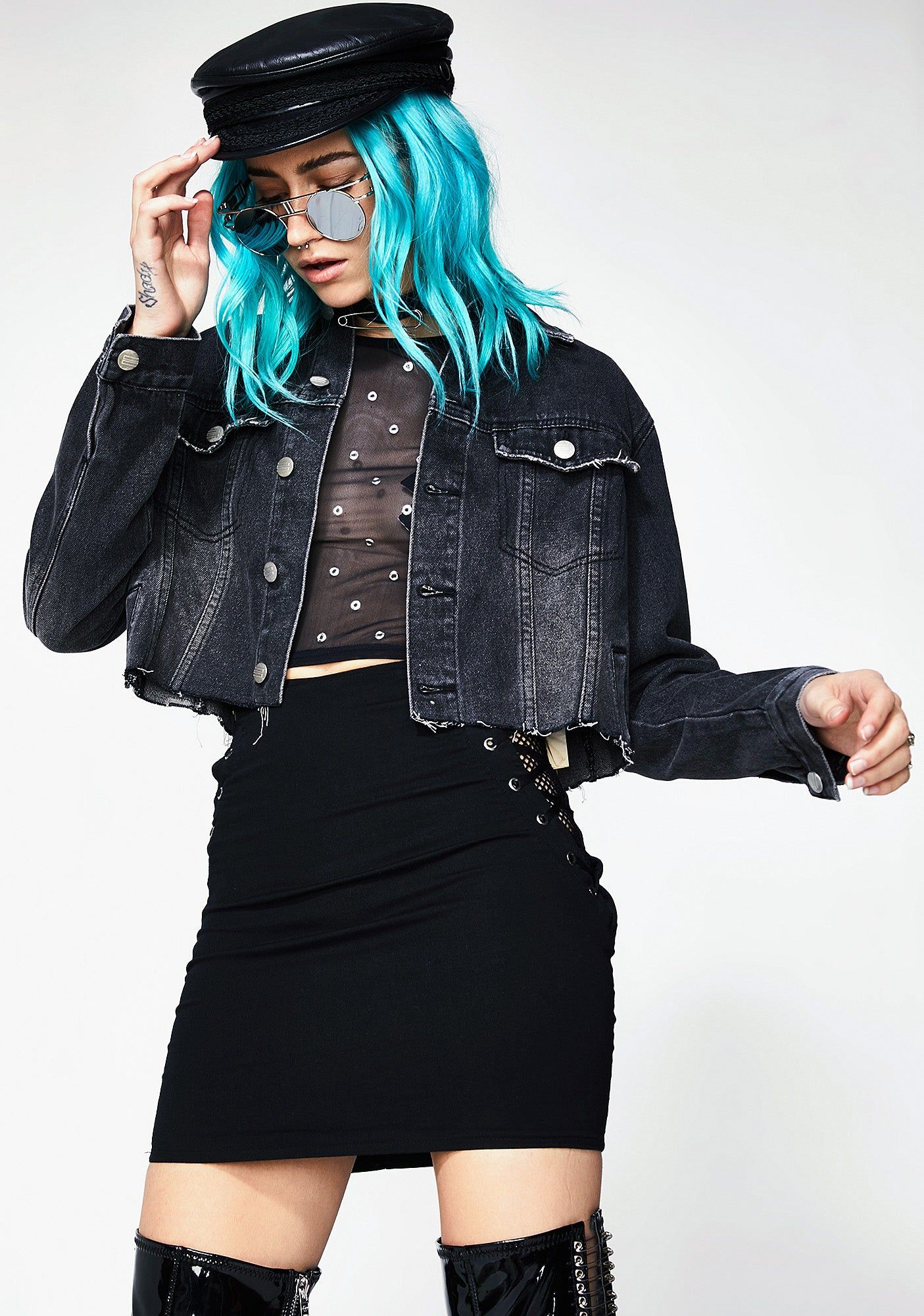 Overcast Cut-Off Denim Jacket sold by Dolls Kill