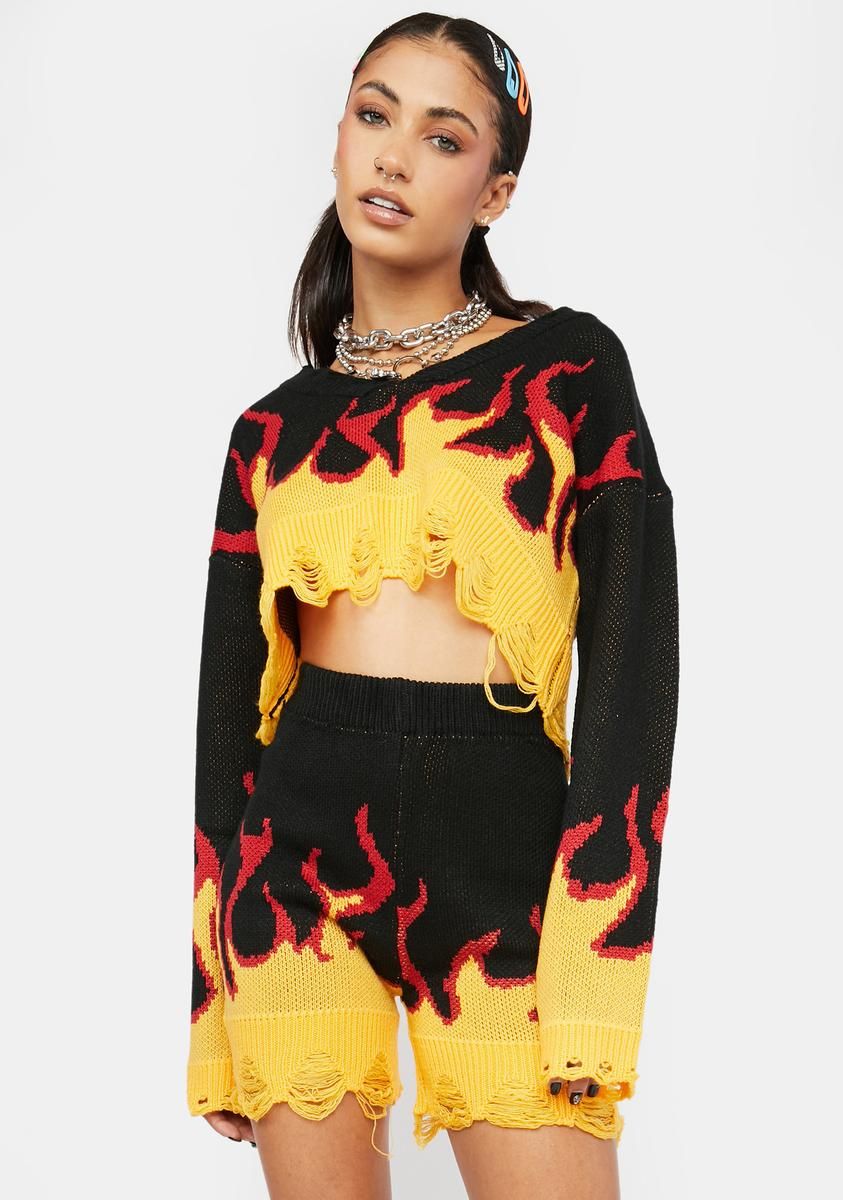 Burn Baby Knit Shorts Set sold by Dolls Kill
