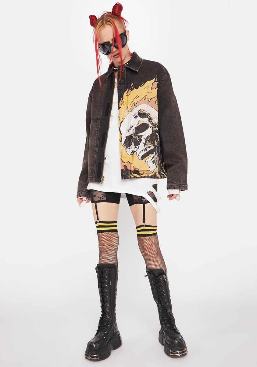 Ghost Rider Work Jacket sold by Dolls Kill product image thumbnail 3