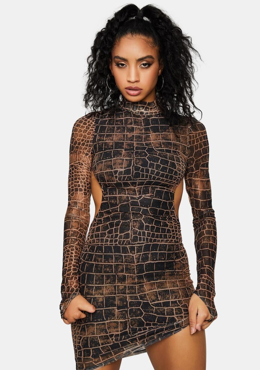 Crocodile On The Prowl Mini Dress sold by Dolls Kill