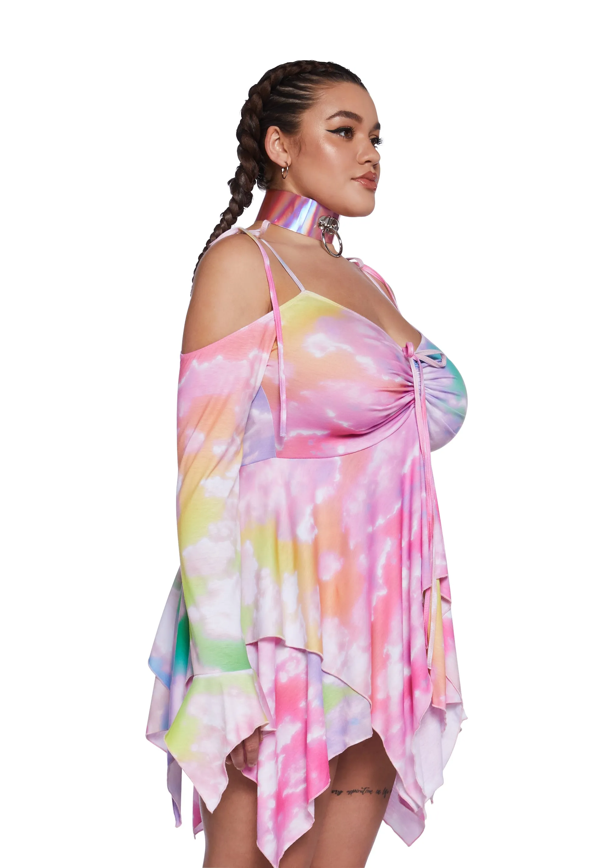 Plus F Is For Fairies™ Handkerchief Dress - Tie Dye Rainbow sold by Dolls Kill product image thumbnail 2