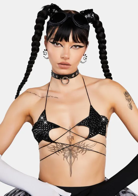 Dark Celestina Storm Backroads Bra Top sold by Dolls Kill