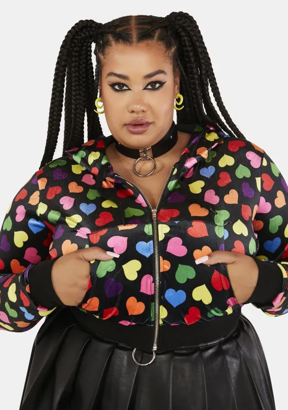 Plus Circle Of Love Velour Hoodie sold by Dolls Kill