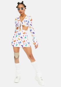 Butterfly Mesh Tie Top sold by Dolls Kill