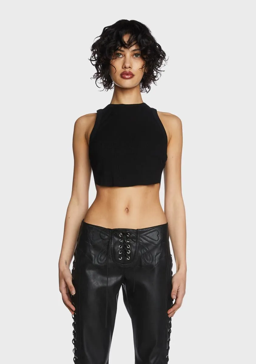 Black Racerback Crop Tank Top sold by Dolls Kill