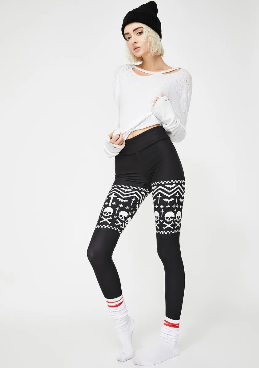 Skull And Snowflakes Christmas Sweater Leggings sold by Dolls Kill product image thumbnail 2