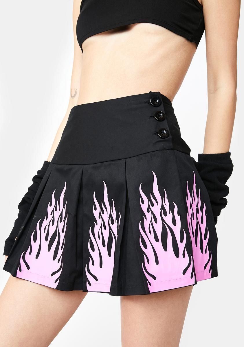 Flirting With The Devil Pleated Skirt sold by Dolls Kill