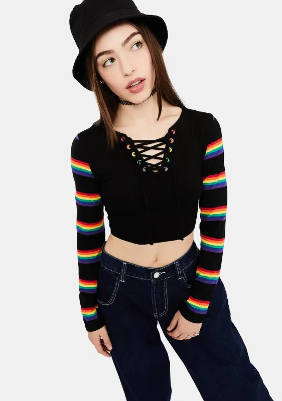 Deck The Halls Lace Up Crop Top sold by Dolls Kill