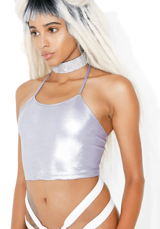 Pastel Pearlz Metallic Halter Top sold by Dolls Kill