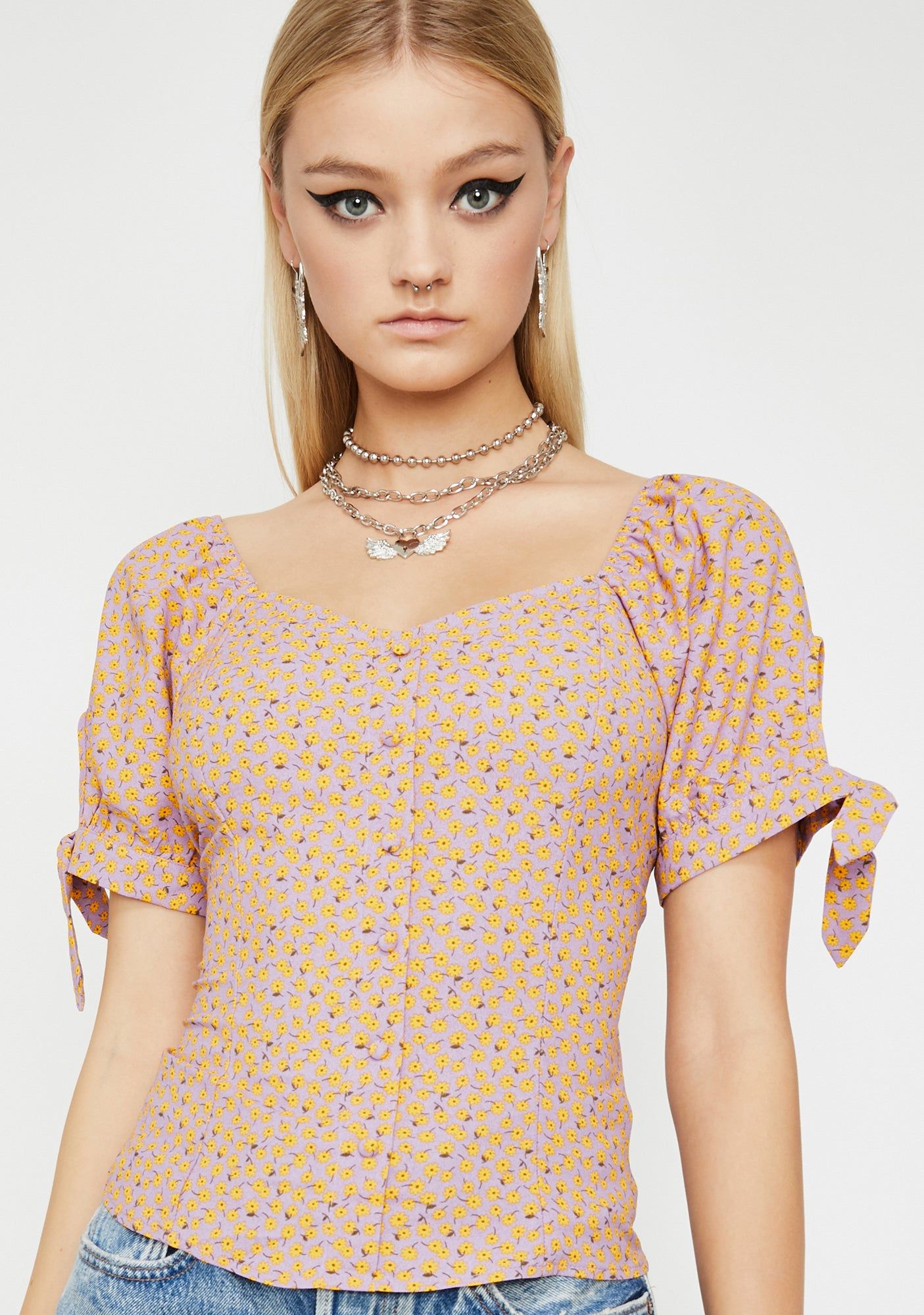 Bliss Reality Floral Blouse sold by Dolls Kill