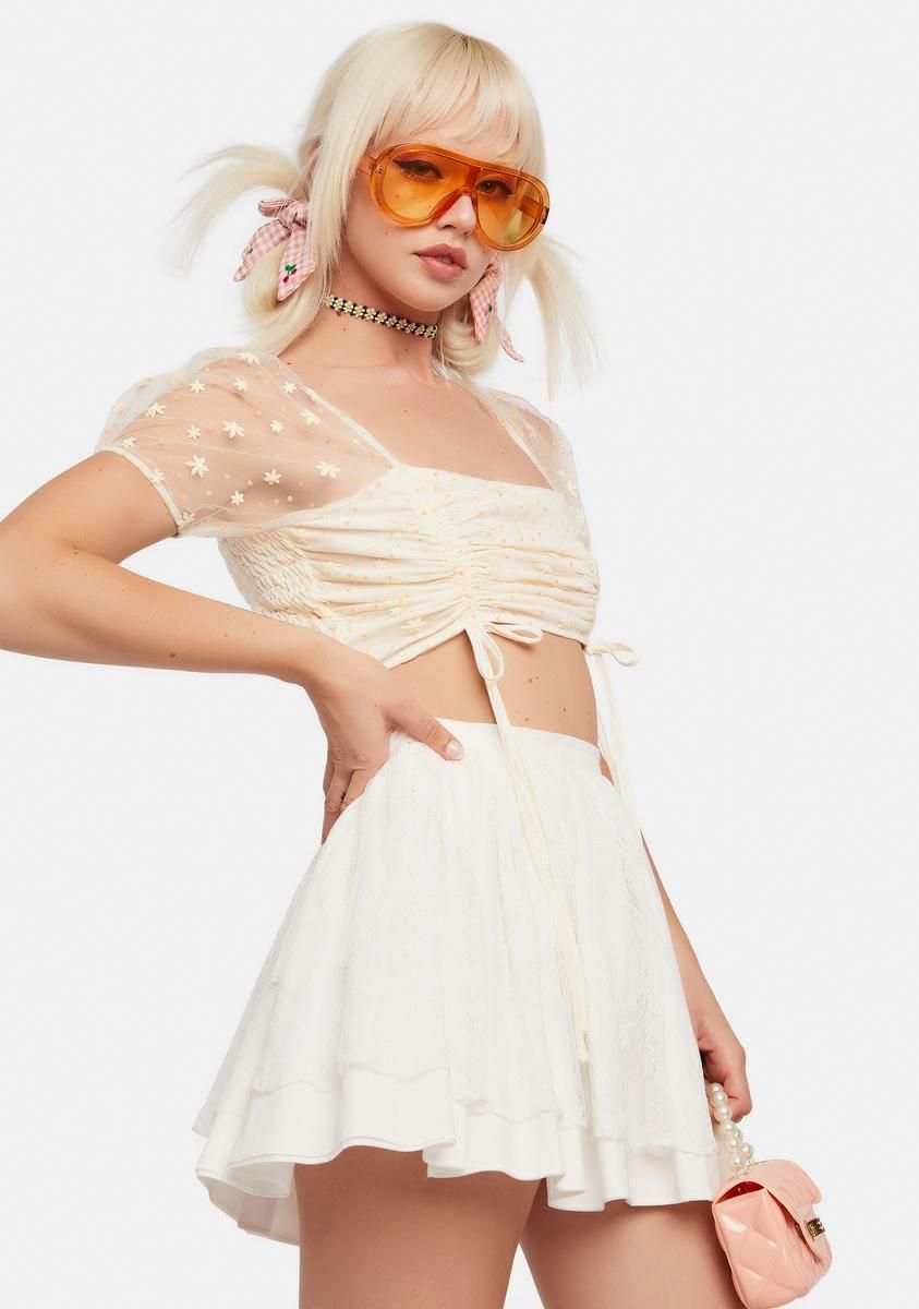 Delicates Fears Ruched Crop Top sold by Dolls Kill product image thumbnail 2