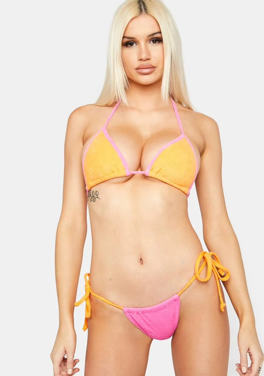 Pink Toweling Holidae Tie Bikini Bottoms sold by Dolls Kill product image thumbnail 2