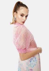 The Marilyn Sheer Polka Dot Blouse sold by Dolls Kill