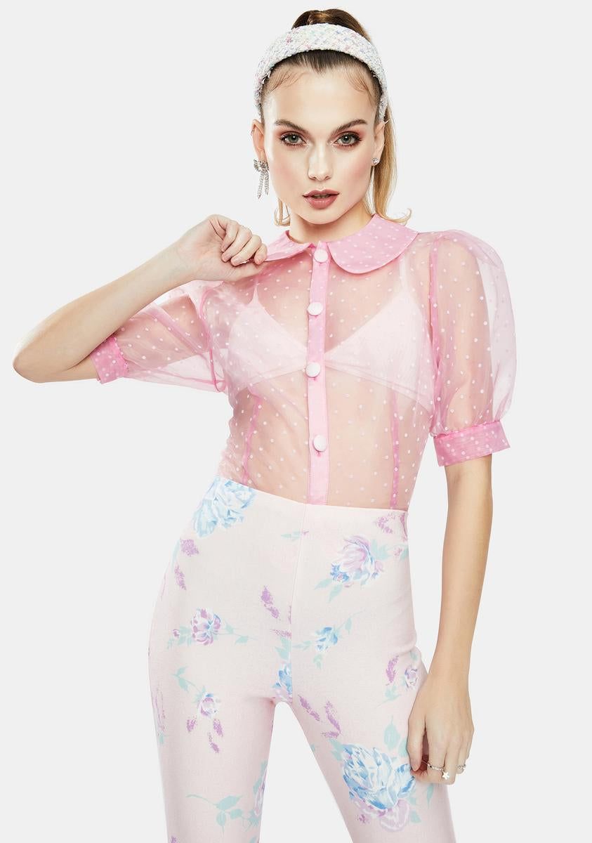 The Marilyn Sheer Polka Dot Blouse sold by Dolls Kill