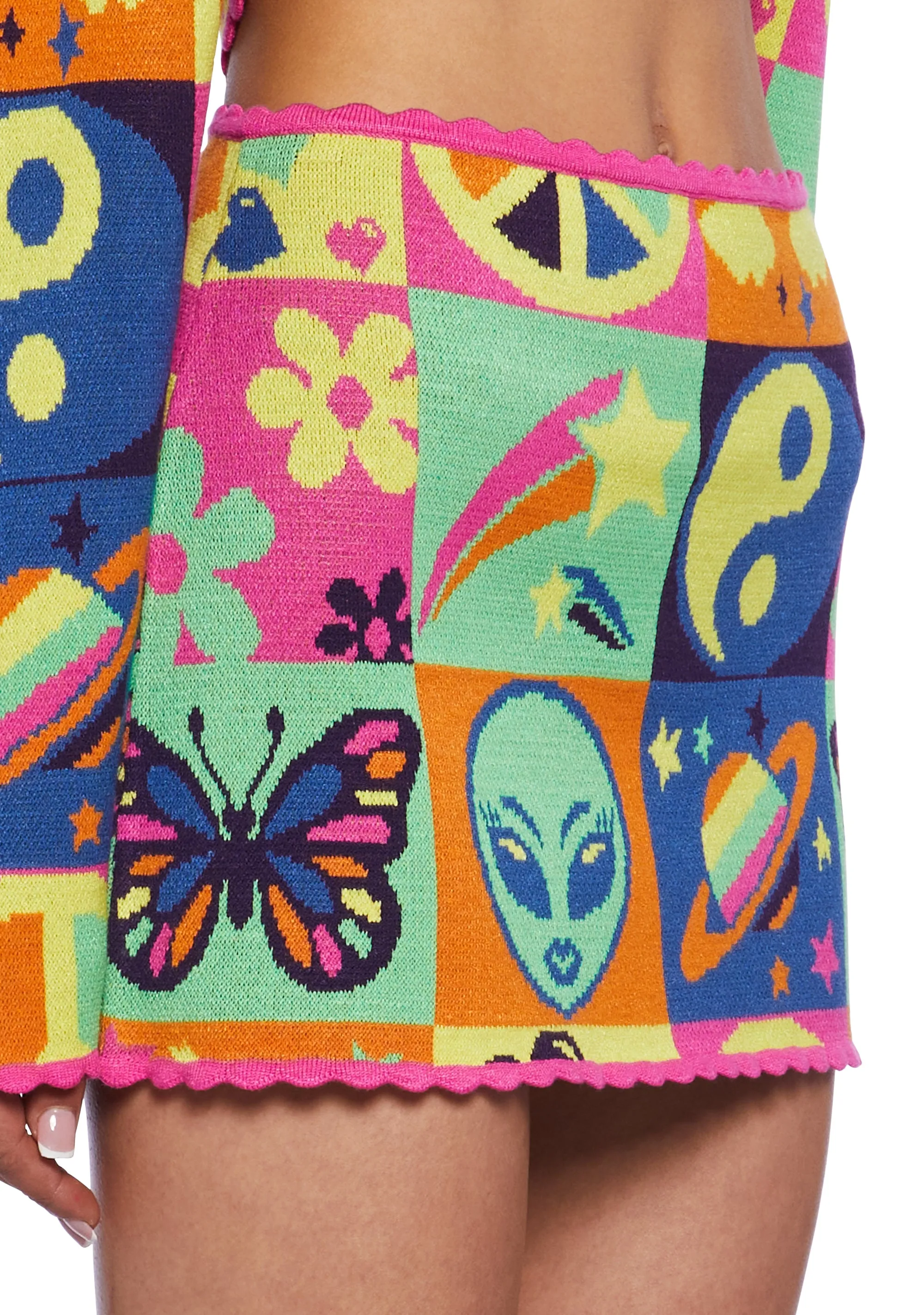 Acid Trippin Knit Mini Skirt sold by Dolls Kill product image thumbnail 5