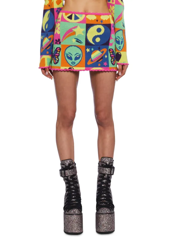Acid Trippin Knit Mini Skirt sold by Dolls Kill