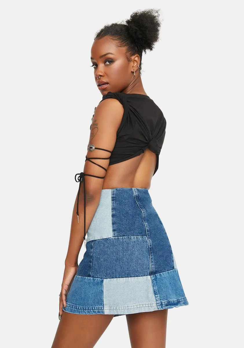 Denim Patchwork Pelmet Skirt sold by Dolls Kill product image thumbnail 4