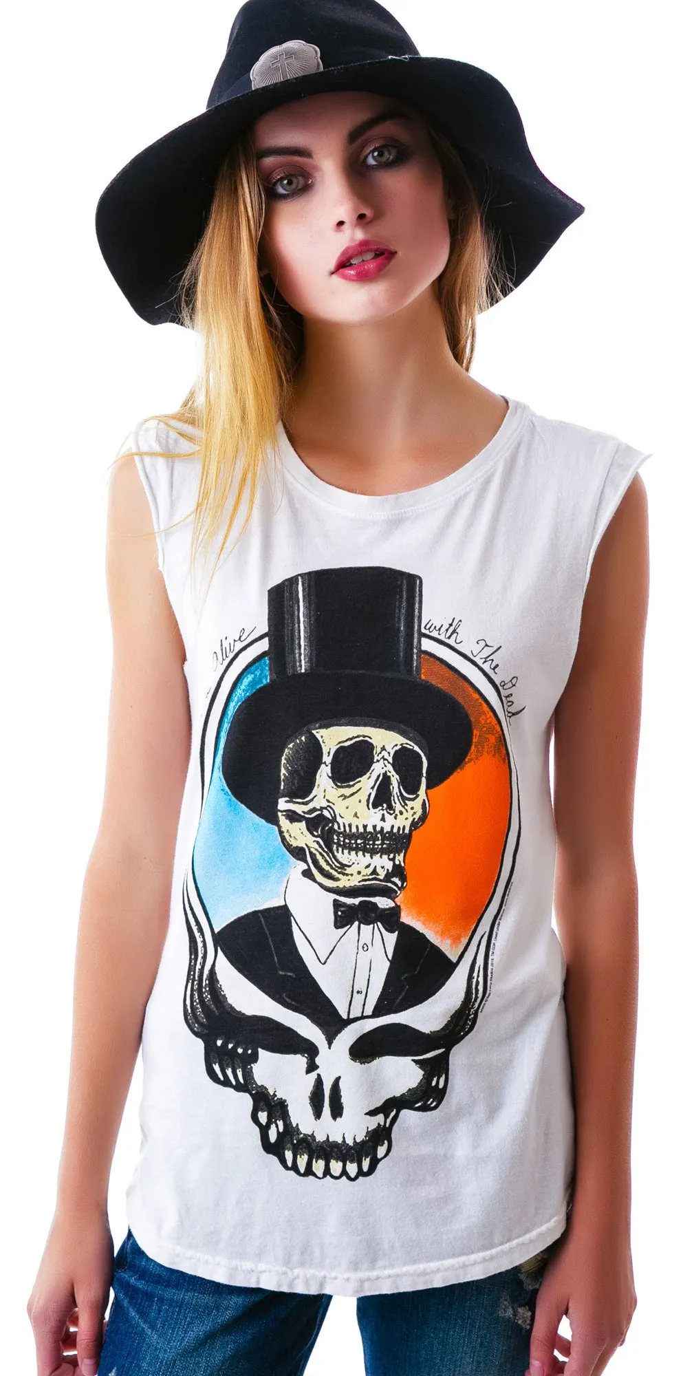 Top Hat Skull Muscle Tank sold by Dolls Kill product image thumbnail 2