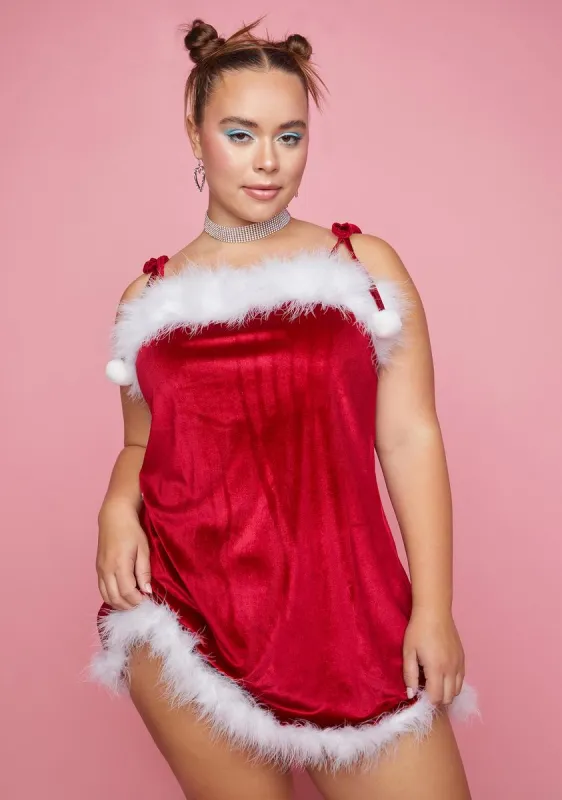 Plus Fireside Chat Marabou Dress sold by Dolls Kill