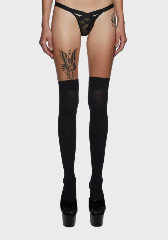 Chantal Elastic And Mesh Thong sold by Dolls Kill