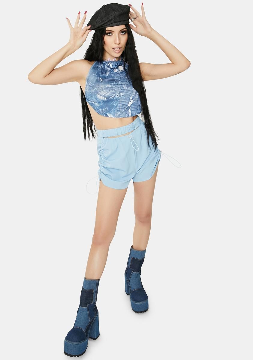 Denim Print Halter Top sold by Dolls Kill product image thumbnail 3