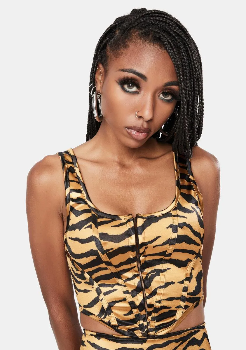 Tiger Gold Elci Corset Top sold by Dolls Kill