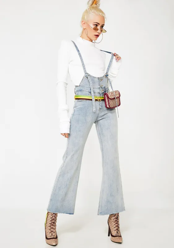 Babe Status Denim Overalls sold by Dolls Kill