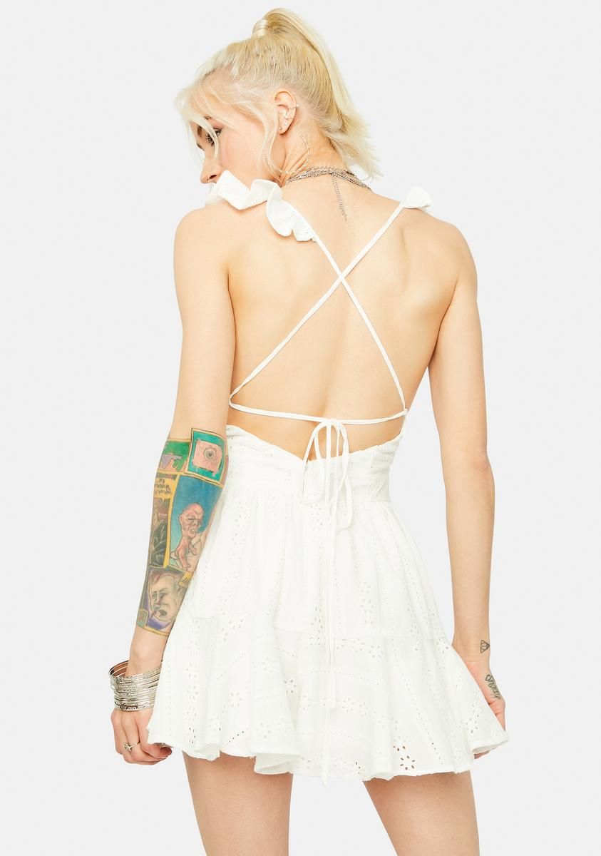 Cuz Ur Cute Sleeveless Eyelet Ruffle Trim Romper sold by Dolls Kill product image thumbnail 4