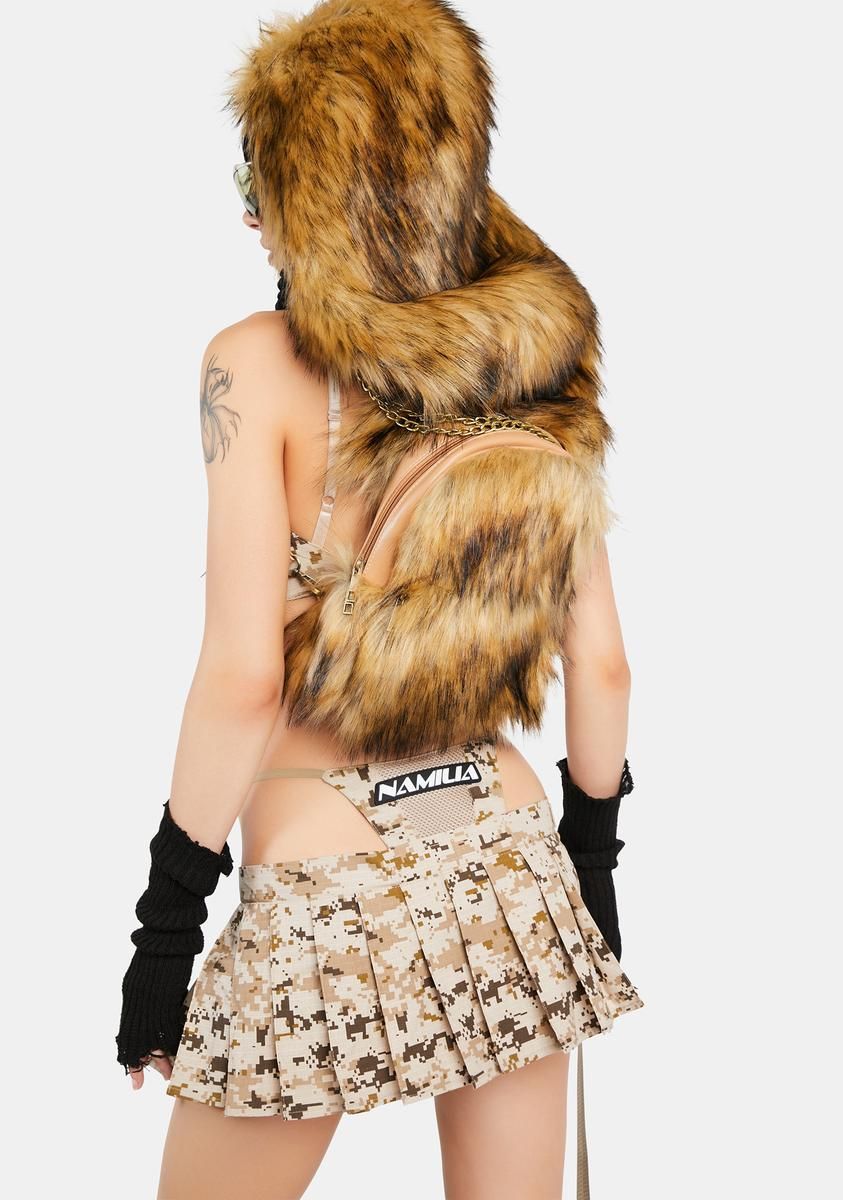 Desert Camo Pleated Mini Skirt With Detachable Thong sold by Dolls Kill product image thumbnail 4