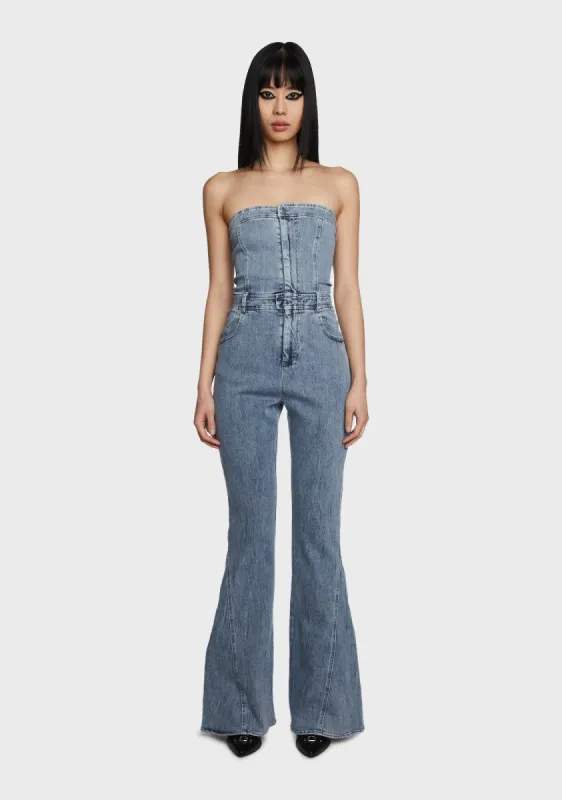 The Streetwise Denim Jumpsuit sold by Dolls Kill