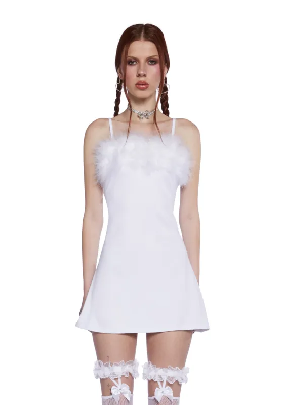 Flirty N' Thriving Marabou Dress - White sold by Dolls Kill