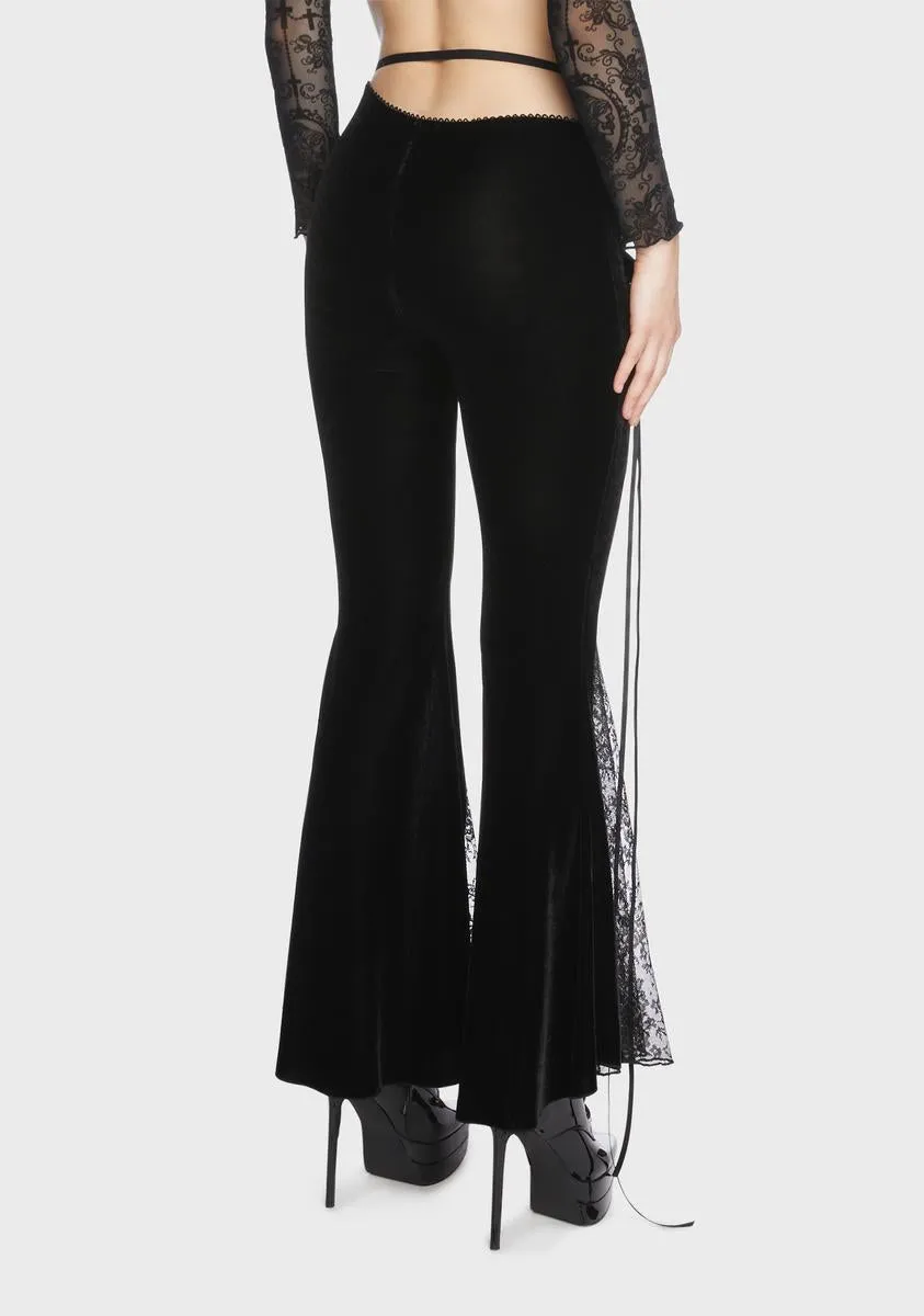 Gothic Vintage Sexy Velvet Lace Flared Trousers sold by Dolls Kill product image thumbnail 4