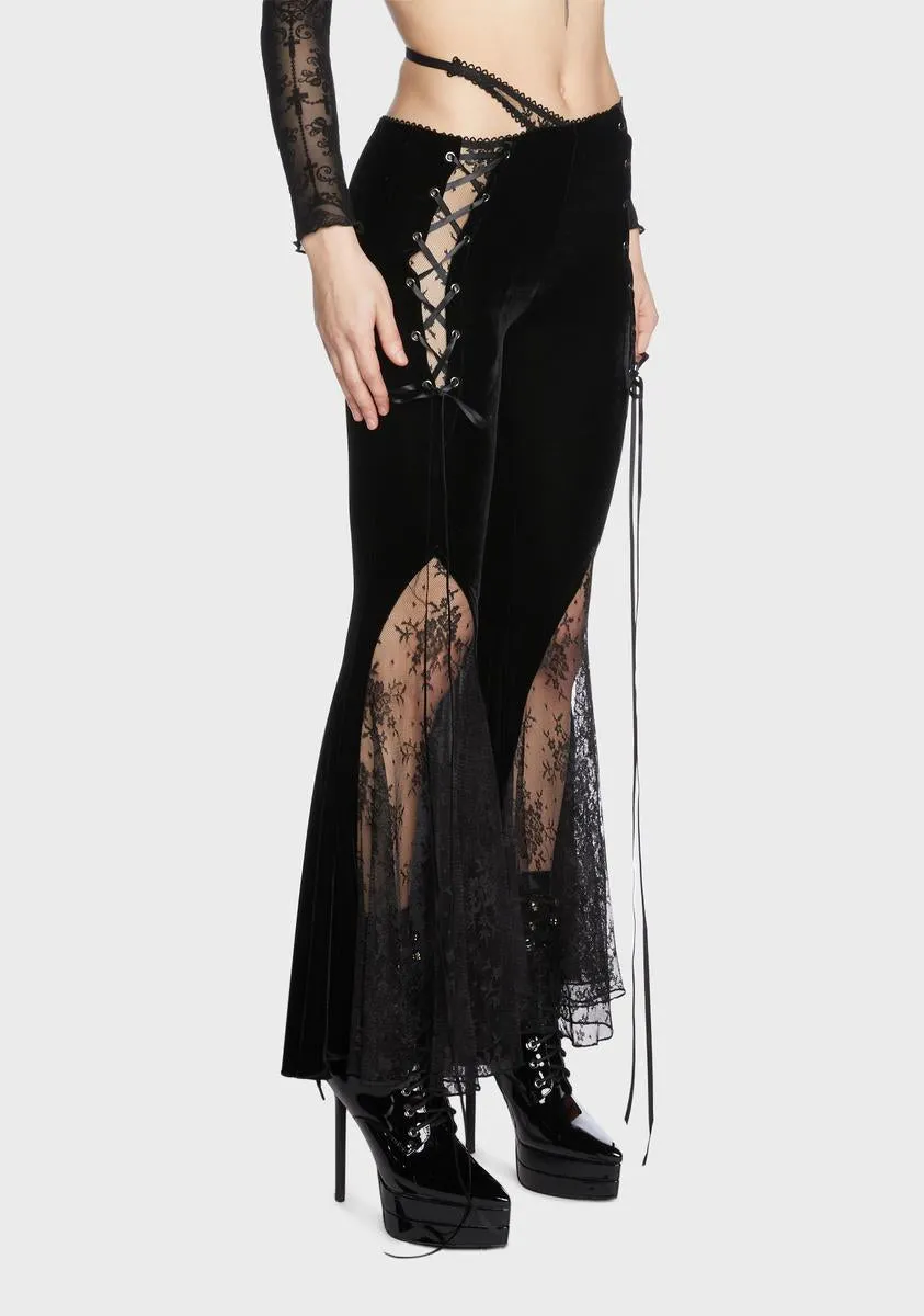 Gothic Vintage Sexy Velvet Lace Flared Trousers sold by Dolls Kill product image thumbnail 3