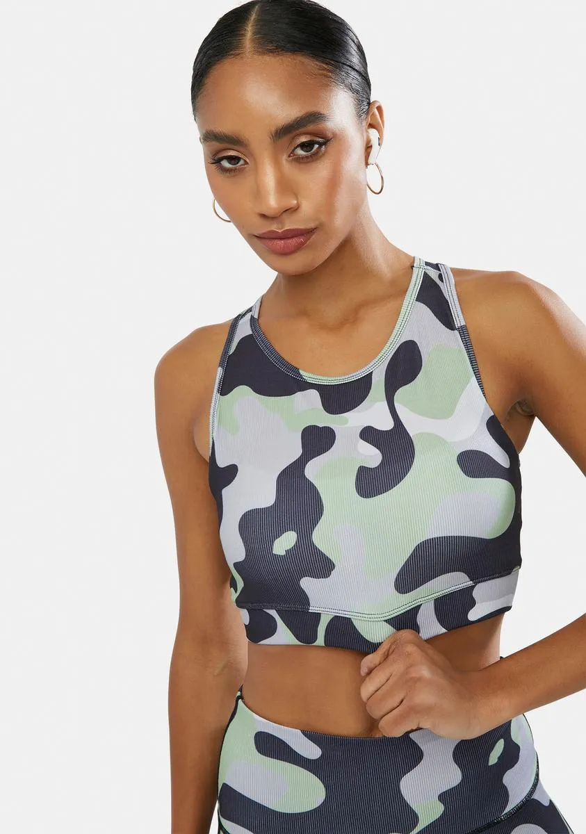 Dove Reporting 4 Duty Camo Sports Bra sold by Dolls Kill