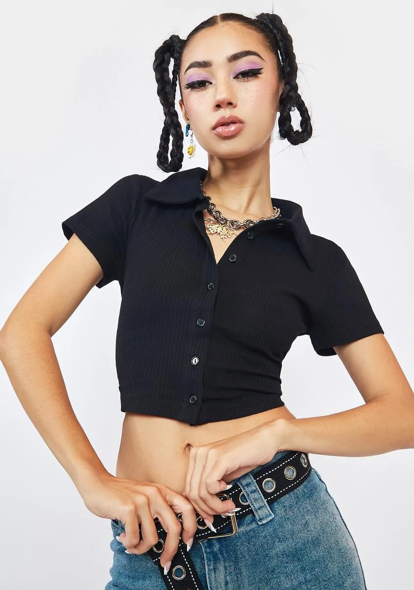 Cropped Polo Shirt sold by Dolls Kill