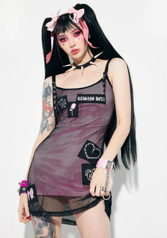 Double Dare Ya Mesh Patched Mini Dress sold by Dolls Kill