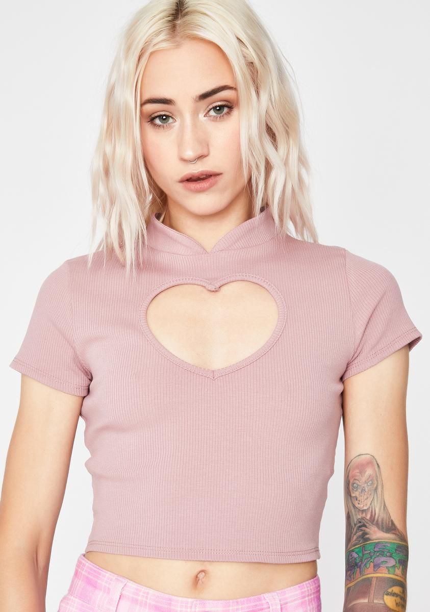 Rose Love More Cut-Out Top sold by Dolls Kill