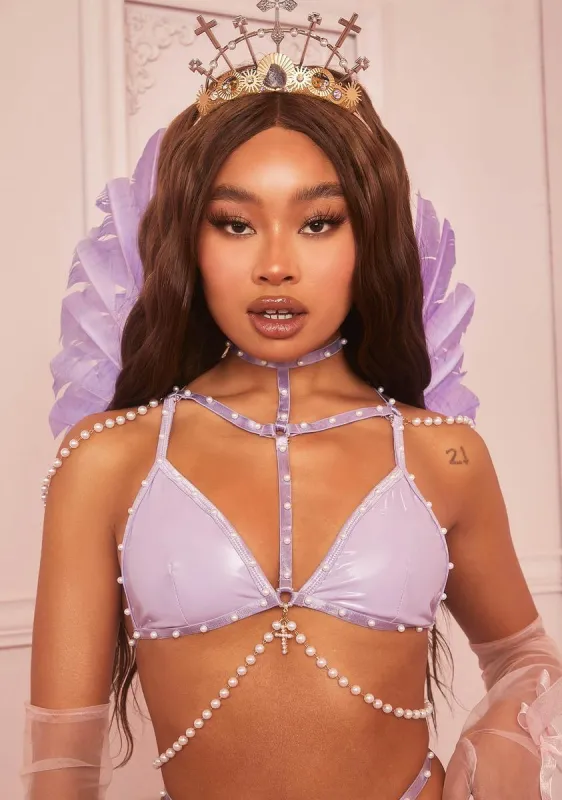 Lavender Sinful Kisses Pearl Bralette sold by Dolls Kill