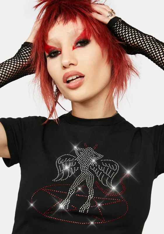 Pentagram Babe Rhinestone Graphic Tee sold by Dolls Kill