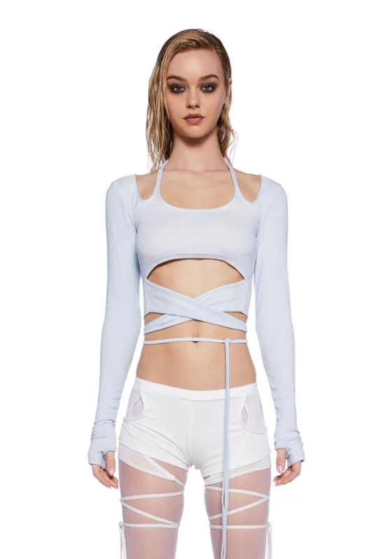 Pitch Strappy Ribbed Long Sleeve Top sold by Dolls Kill