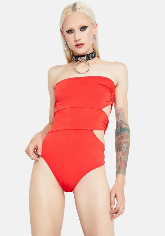 Cherry Beck And Call O-Ring Cutout Bodysuit sold by Dolls Kill
