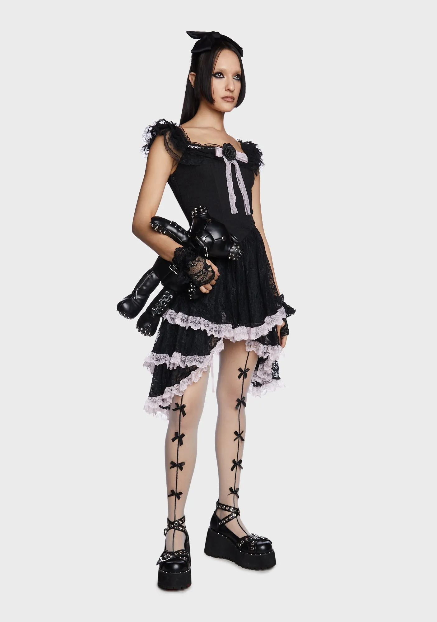 Rose Lace Up Mini Dress sold by Dolls Kill product image thumbnail 5