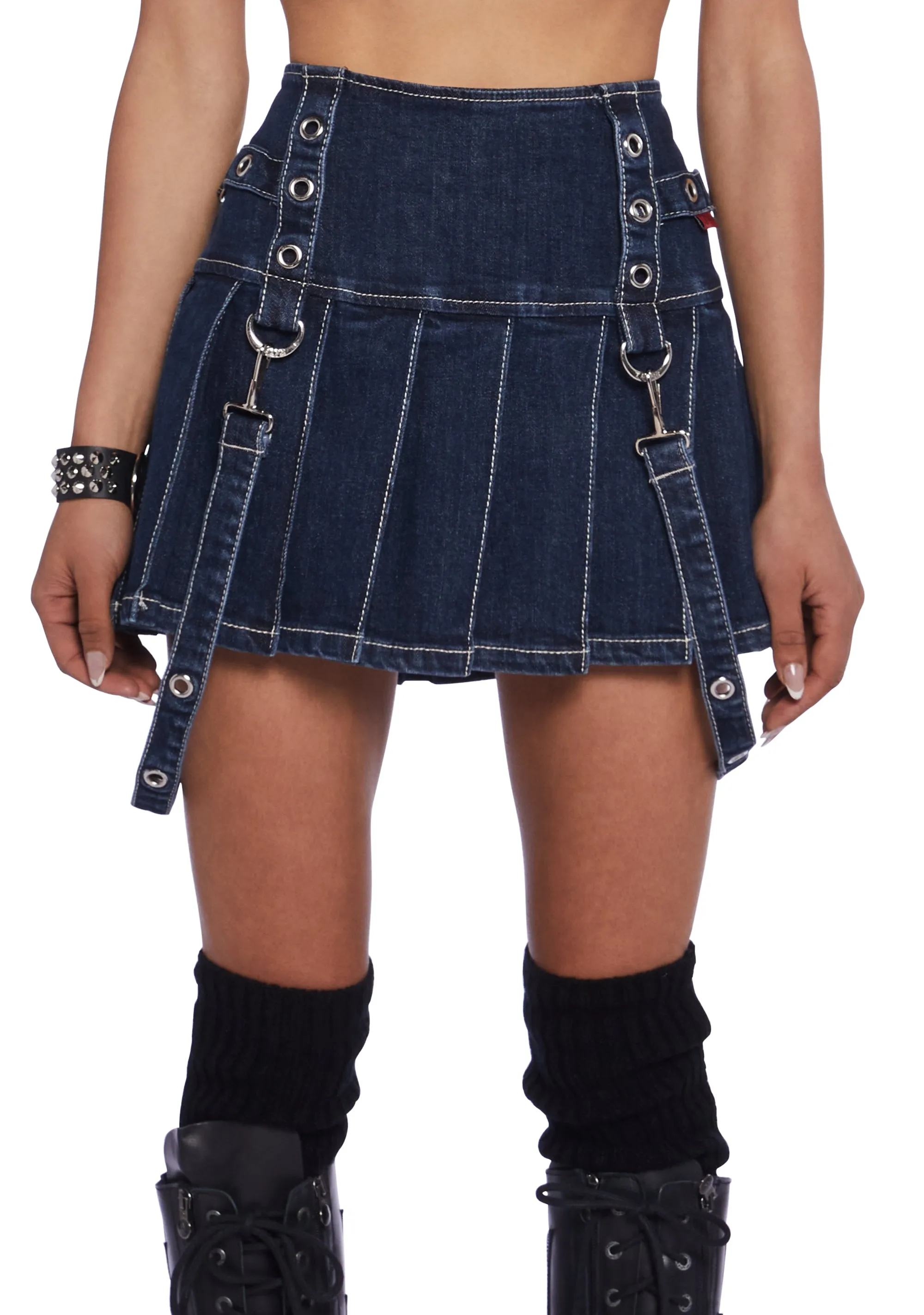 Pleated Bondage Mini Skirt sold by Dolls Kill product image thumbnail 5