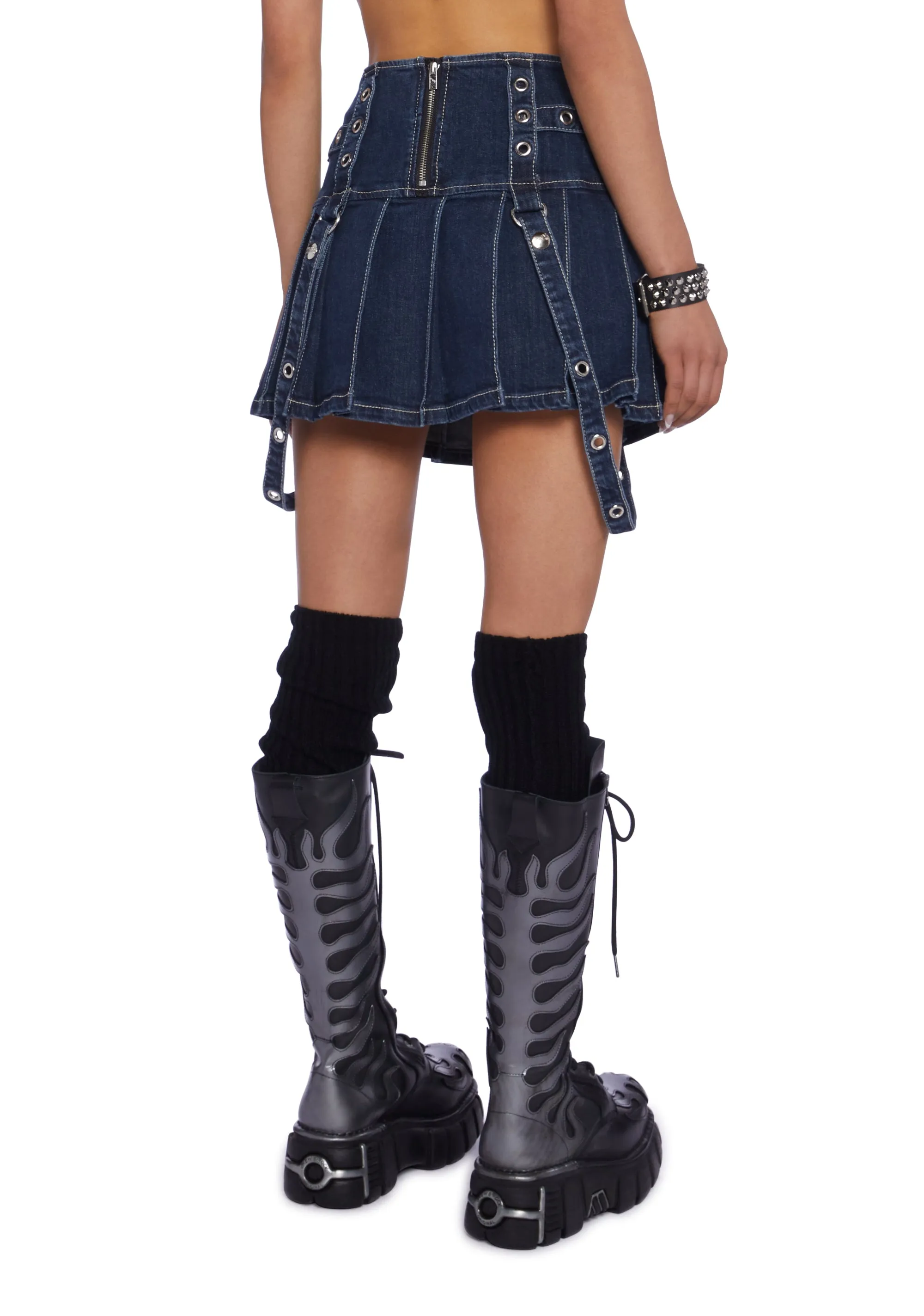 Pleated Bondage Mini Skirt sold by Dolls Kill product image thumbnail 4