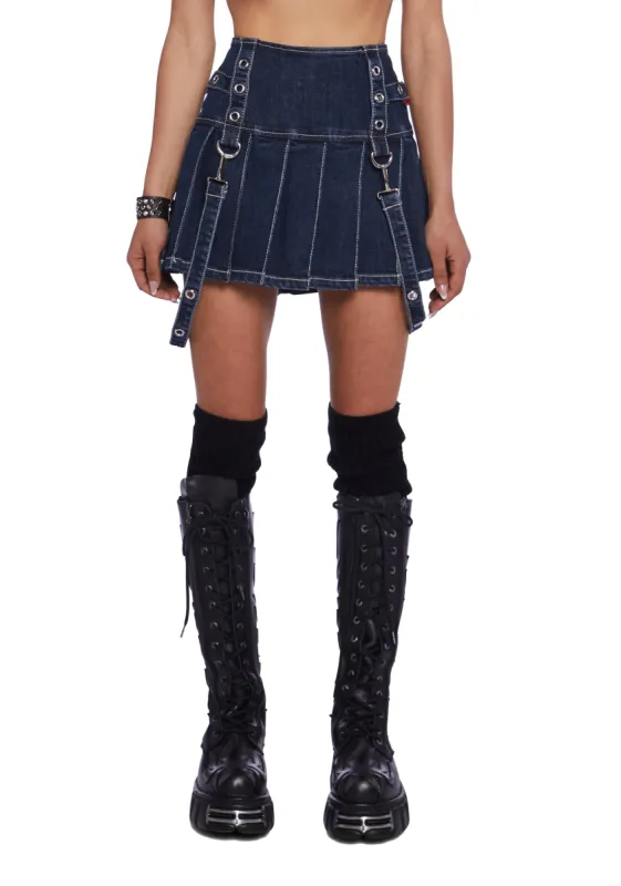 Pleated Bondage Mini Skirt sold by Dolls Kill