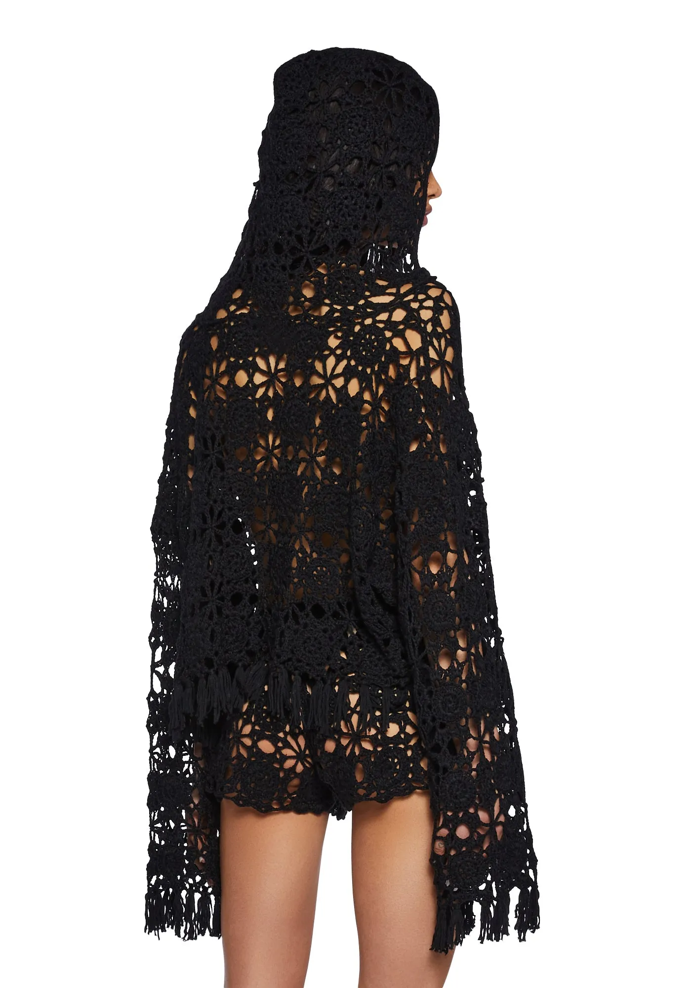 Palms Retreat Cropped Crochet Cardigan-Black sold by Dolls Kill product image thumbnail 4