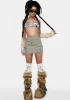 Olive Make It Hot Cargo Mini Skirt sold by Dolls Kill