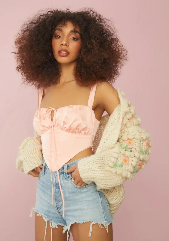 The Way U Kiss Satin Corset Top sold by Dolls Kill