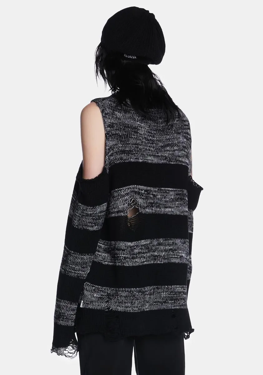 Curtis Black Grey Striped Knit Jumper sold by Dolls Kill product image thumbnail 4