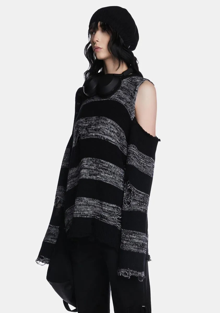 Curtis Black Grey Striped Knit Jumper sold by Dolls Kill product image thumbnail 2